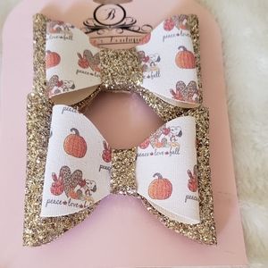 Peace love fall snoopy hairbows